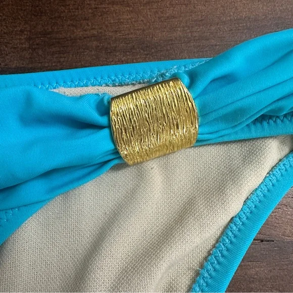 VINTAGE Y2K Luxury-Look Gold Metal Detail Swim Bottoms S - Picture 7 of 8